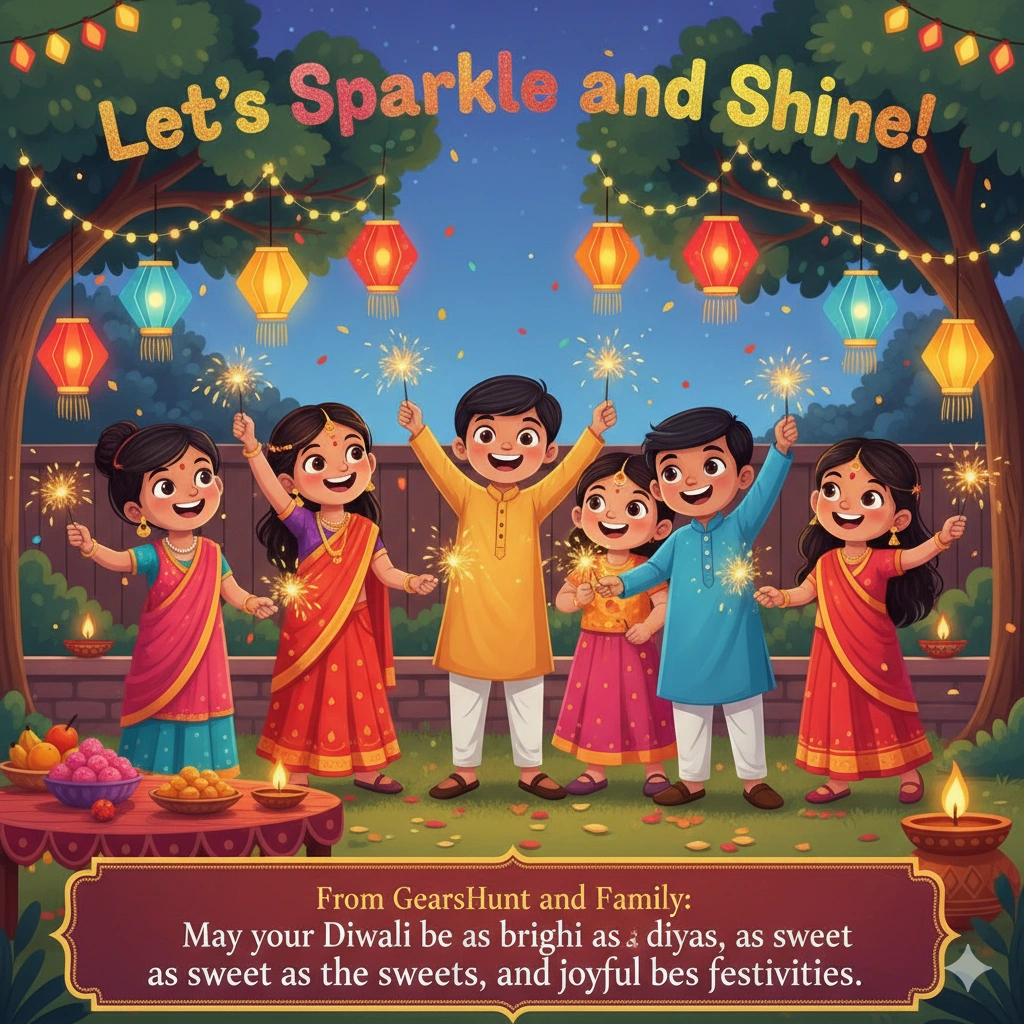 10 Best AI Prompts to Create Customized Diwali Wishes Posters & Greetings 6 Kids and Firecrackers